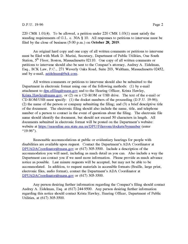 DPU 19-96 NOTICE OF FILING, PUBLIC HEARING AND PROCEDURAL CONFERENCE