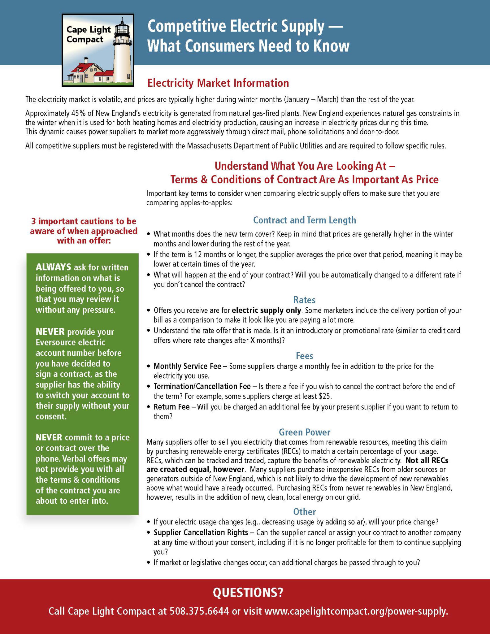 Competitive Electric Supply - What Consumers Need to Know