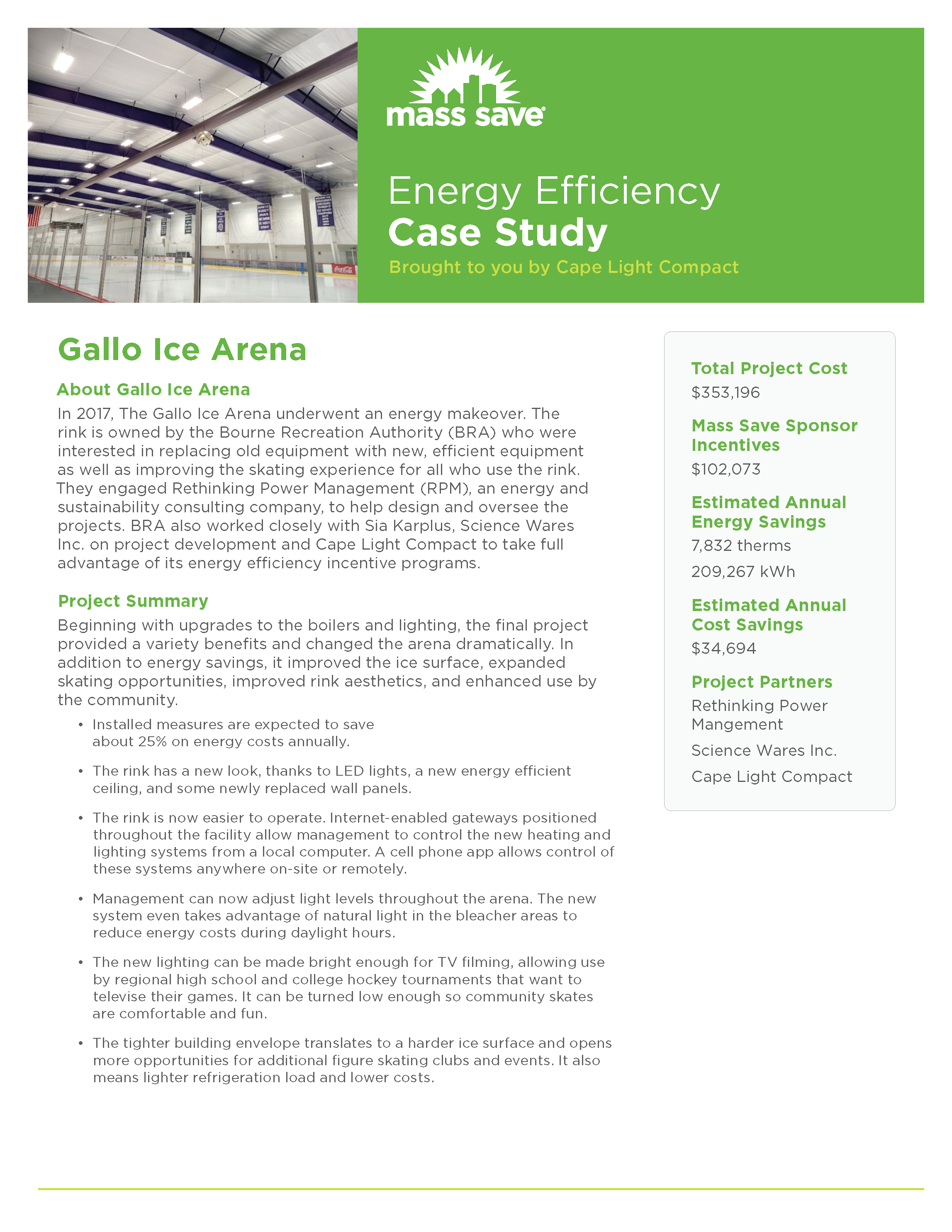 Energy Efficiency Case Study: Gallo Ice Arena