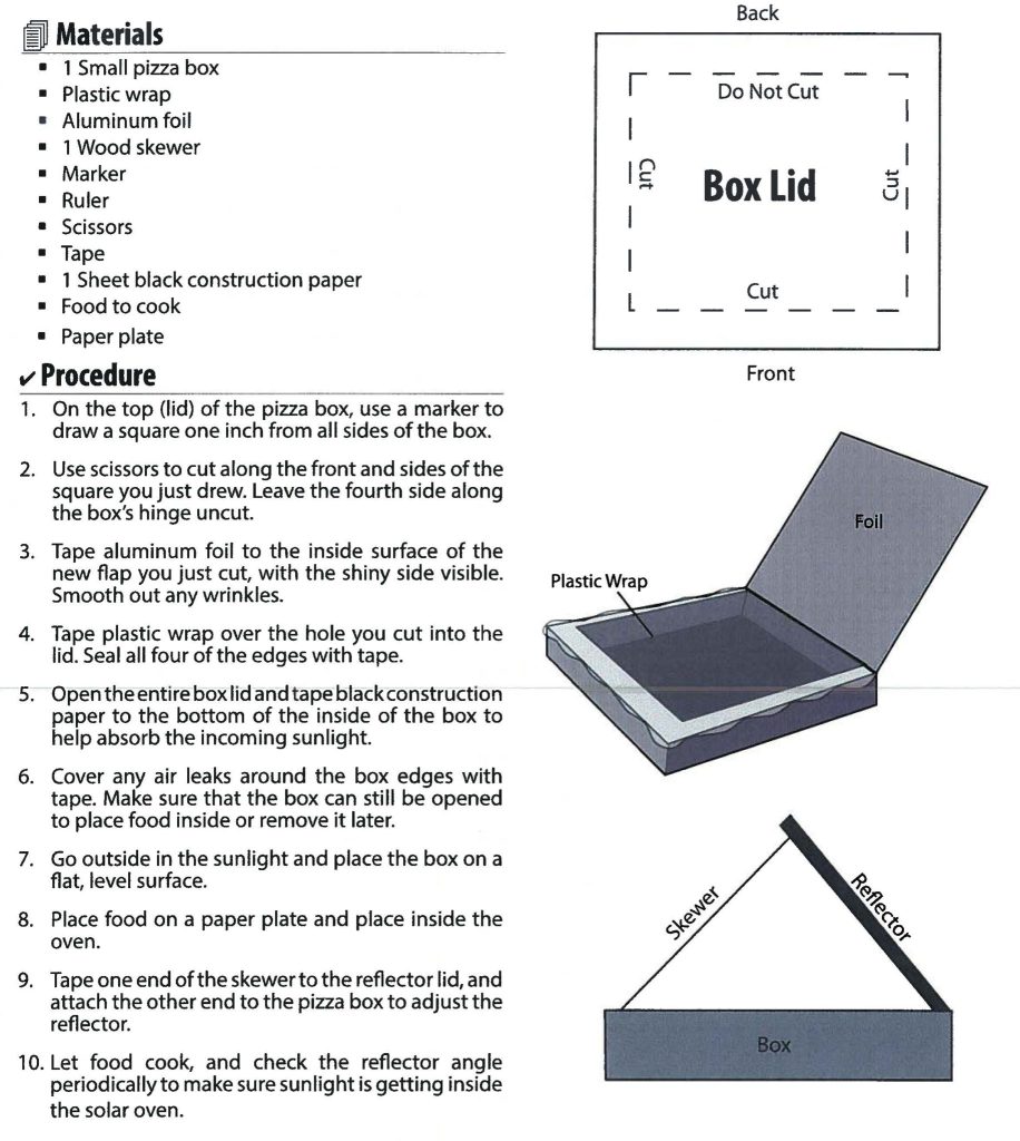Learn how to make a pizza box solar oven