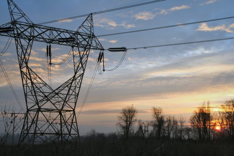 power lines at sunrise
