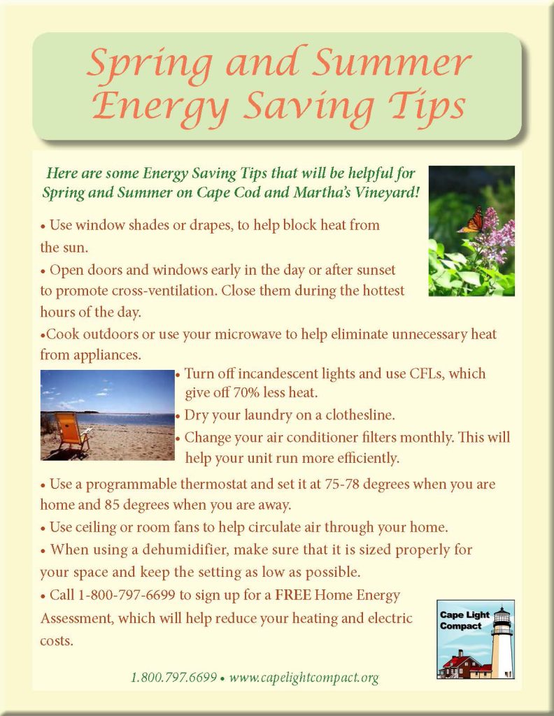Spring Summer Energy Saving Tips flyer