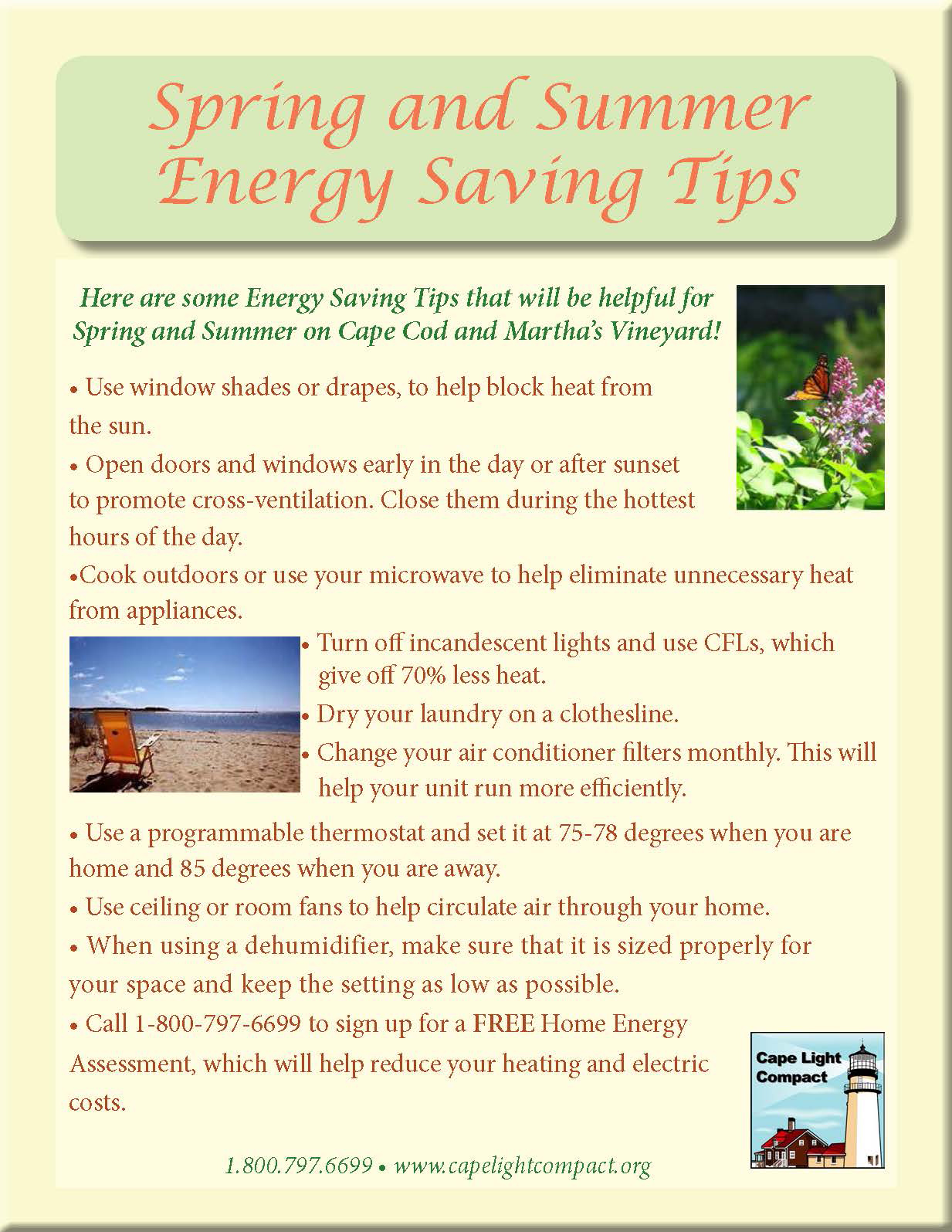 Spring Summer Energy Saving Tips flyer