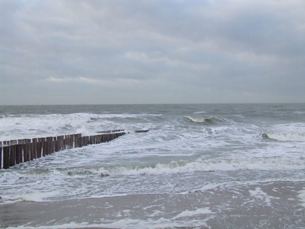 waves crashing on ocean front